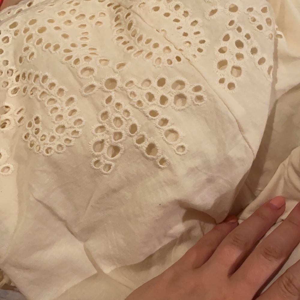 Apiece Apart / eyelet tiered midi shirt dress cream sz 4 small - Picture 6 of 6